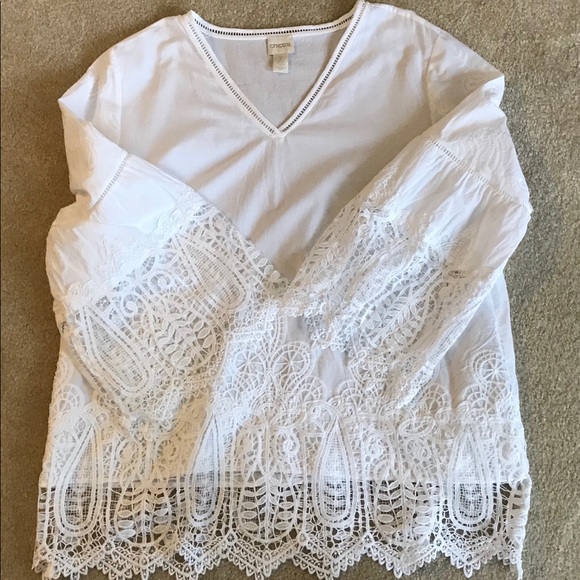 Chico's Tops - Chico’s White lace tunic top